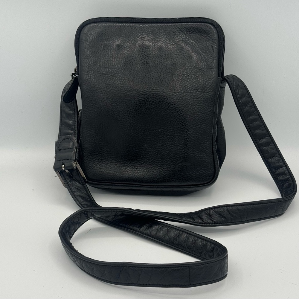 SAS Vintage Full Grain Leather Three Compartment Crossbody Bag Made in USA